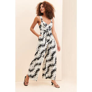 Farm Rio - Floral Print Wide-Leg Jumpsuit, Size XS